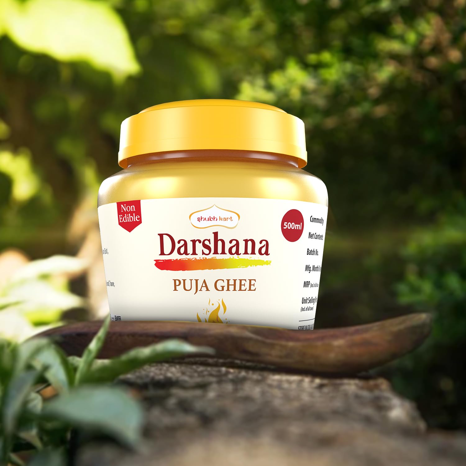 100% Pure Darshana Puja Ghee By Shubhkart | Desi Puja Ghee For Diya & Batti Perfect For Festivals | (500ml) 16.9 Ounce | Jar Pack