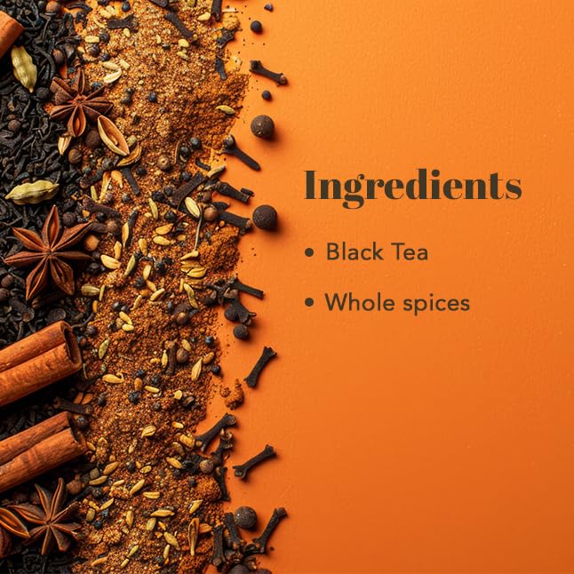 Saffron Cup Bombay Masala Black Tea - 100gm Tin, 3.5 Ounce | Orthodox Tea Blended With Fresh Spices Ginger, Cardamom, Cinnamon, Cloves & Black Pepper - Medium Caffeine, Boost Heart Health