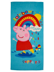 Athom Living Peppa Pig Rainbow Kids Cotton Bath Towel 350 Gsm | Super Soft, Quick Dry, Highly Absorbent, Lightweight & Durable Towel For Boys & Girls
