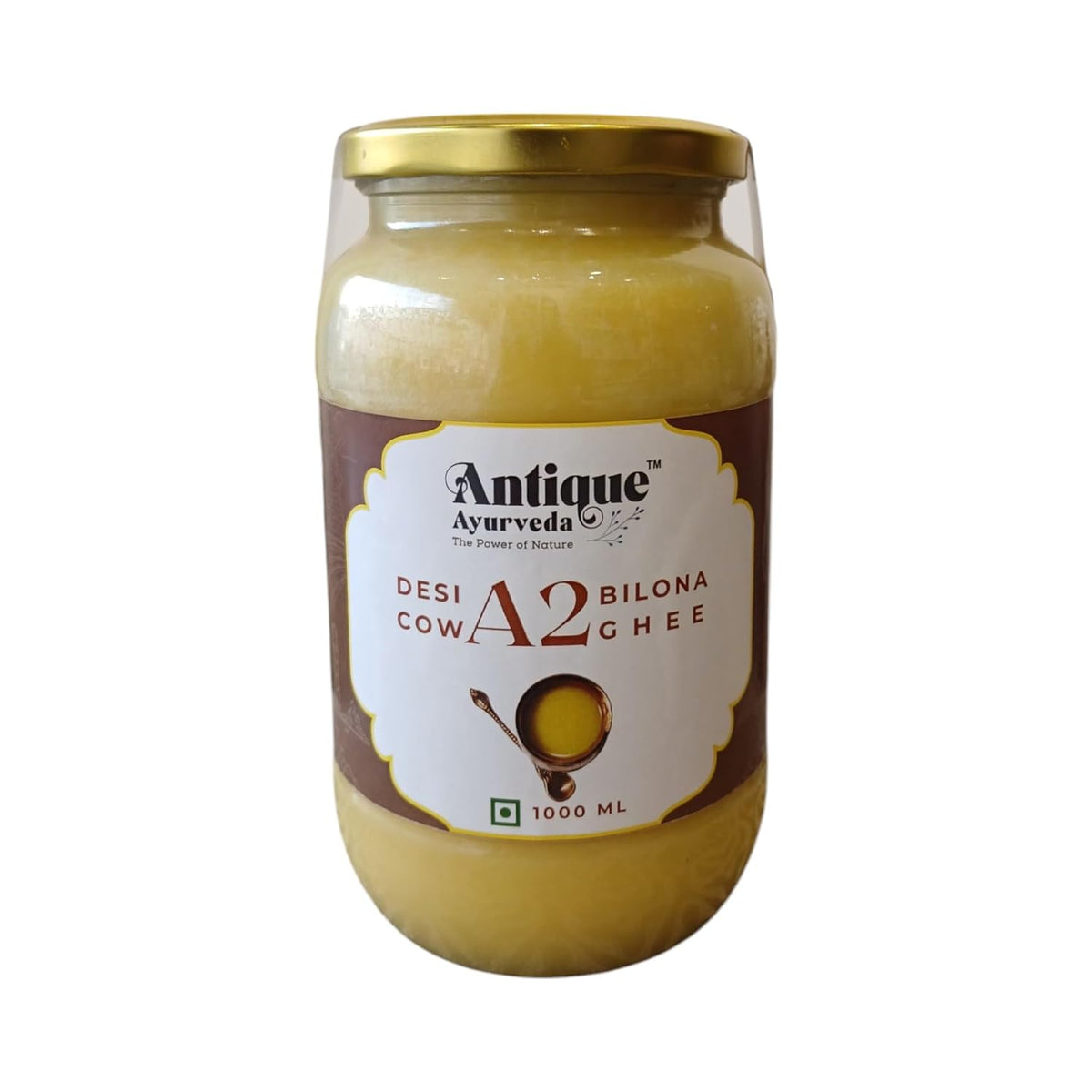 Natural Desi Cow A2 Bilona Ghee By Antique Ayurveda | Traditional Hand-Churned Desi Cow’S Ghee Support Healthy Skin & Hair | (1 Litre) 33.8 Ounce | Jar Pack