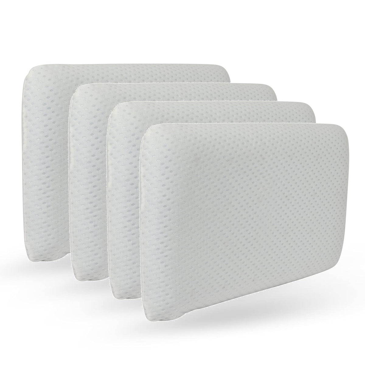 Cervical Memory Foam Pillow, White Pillow For Neck & Shoulder Pain, Standard Size - 23 X 13 X 4 Inch | Pillow For Back, Stomach, Side Sleepers, Washable Cover | Orthopedic Pillow - Pack Of 4