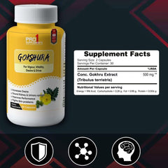 Pro1 Supplements Gokhru Gokshura Tribulus Terrestris Capsules For Men & Women, Boosts Vitality & Stamina, Supports Gut Health | 60 Veg Capsules 100gm 0.2lbs