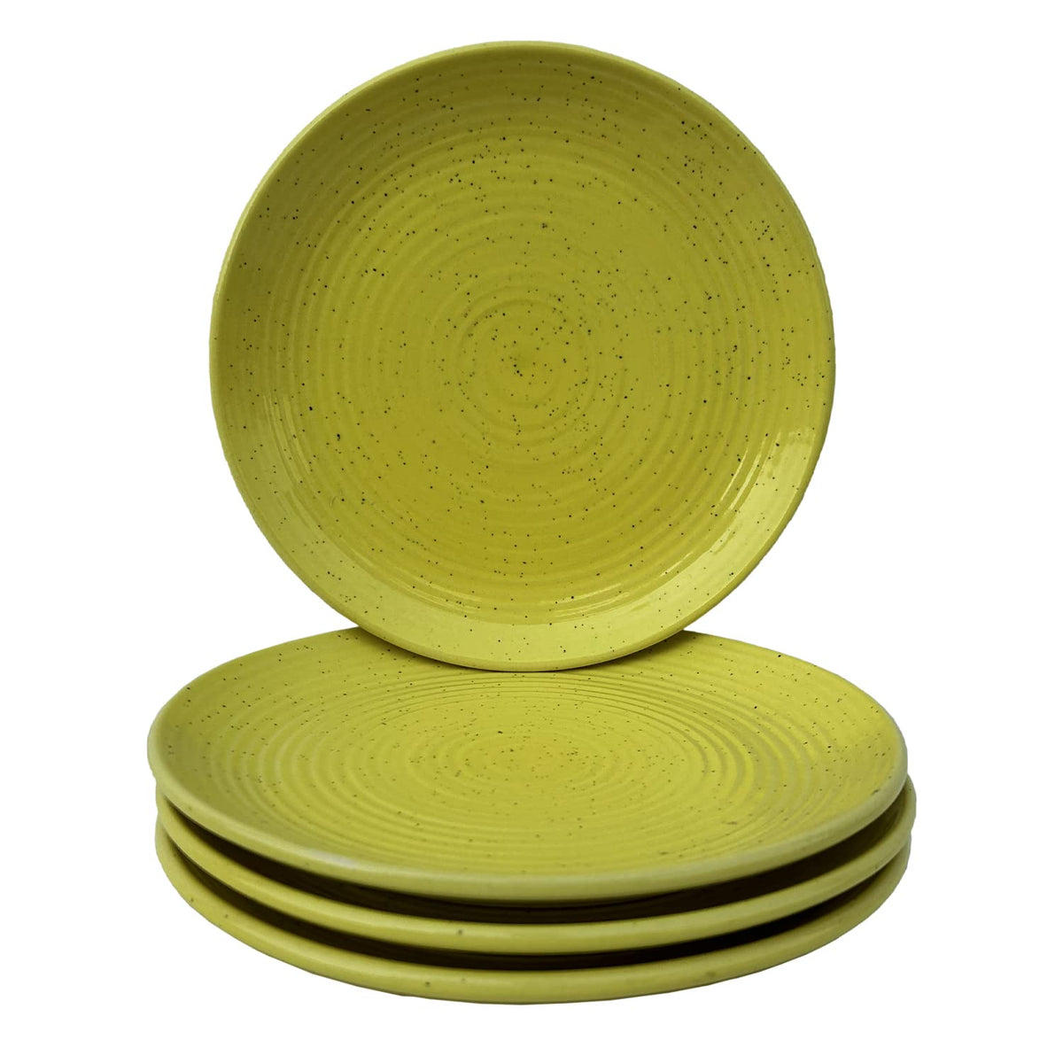 Ceramic Handcrafted Serving Handmade Small Plates Set Of 4, Light-Yellow - Diameter: 7 Inch | Stoneware - Dinnerware, Scratch Resistant, Microwave & Dishwasher Safe