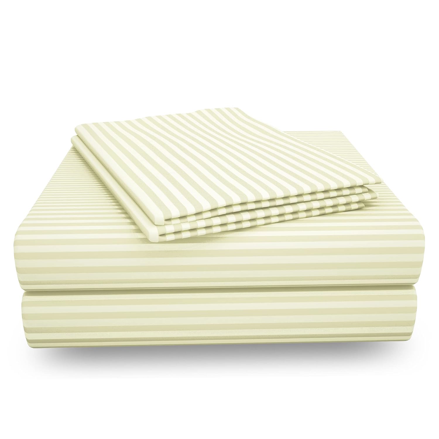 Satin Stripes King Size Cotton Bedsheet With 2 Pillow Covers - 108 X 108 Inches, Off White | Perfect For Home Decor, Guest House | Ideal For All Seasons