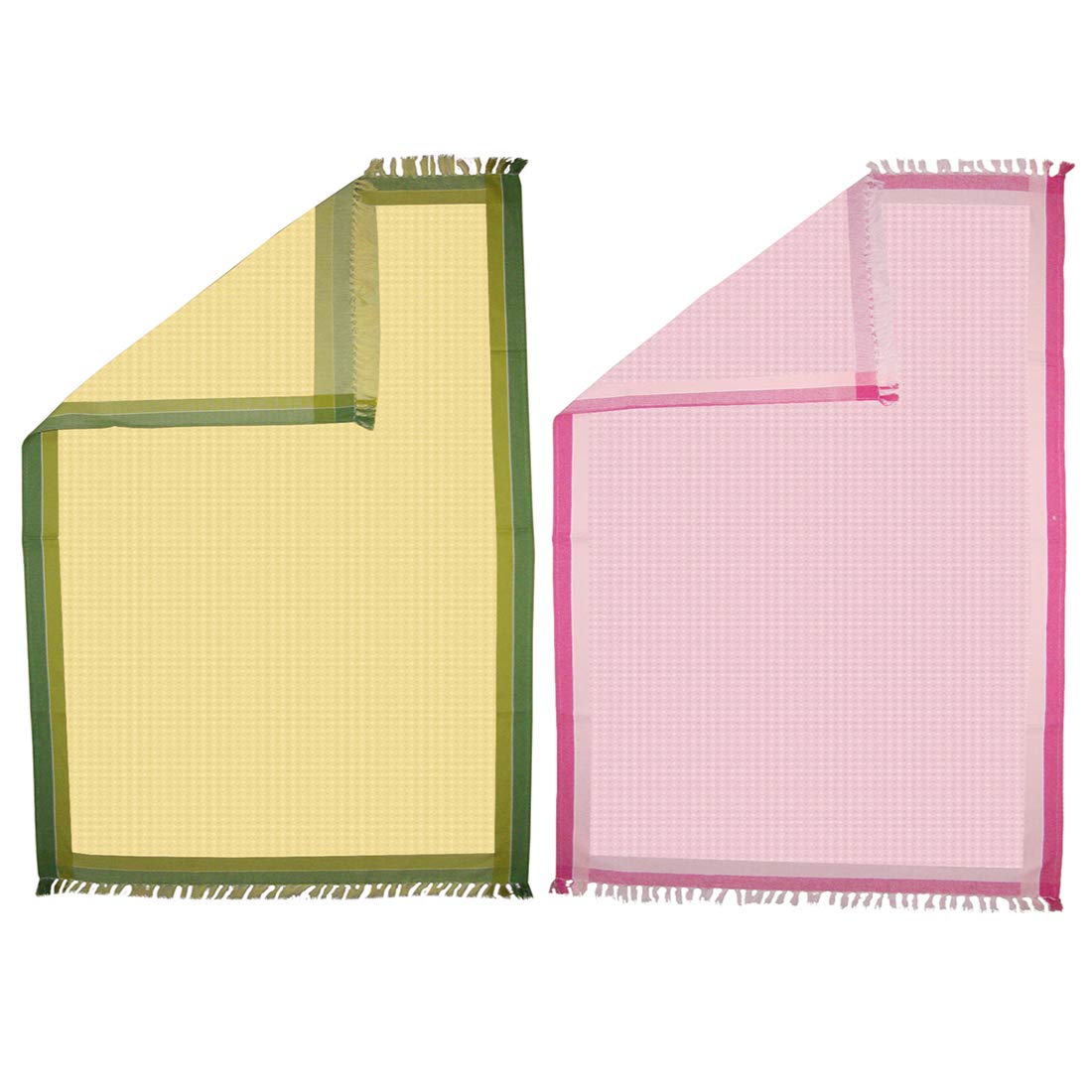 Athom Trendz Living Light Weight Cotton Premium Waffle Border Bath Towel 480 Gsm | Pack Of 2 (Multi12)
