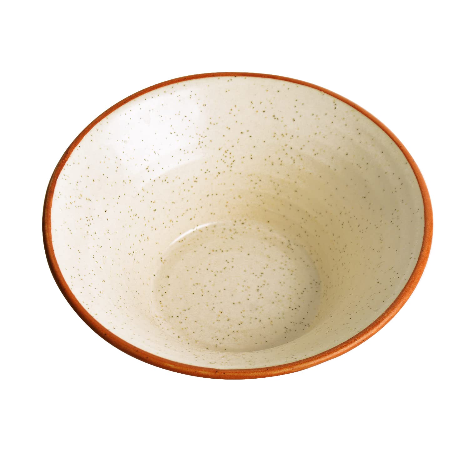 Conical Matte Ceramic Serving Bowl - White & Brown, Diameter - 17 Cm, 500ml | Snack Bowl, Vegetable Serving Bowl - Fiesta Of Hope Collection