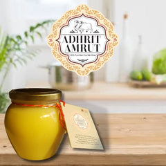 Natural A2 Desi Cow Milk Ghee By Adhrit Amrut | Delicious & Nutritious Healthy Desi Cow Ghee Good For Pulao | (500ml) 16.9 Ounce | Jar Pack