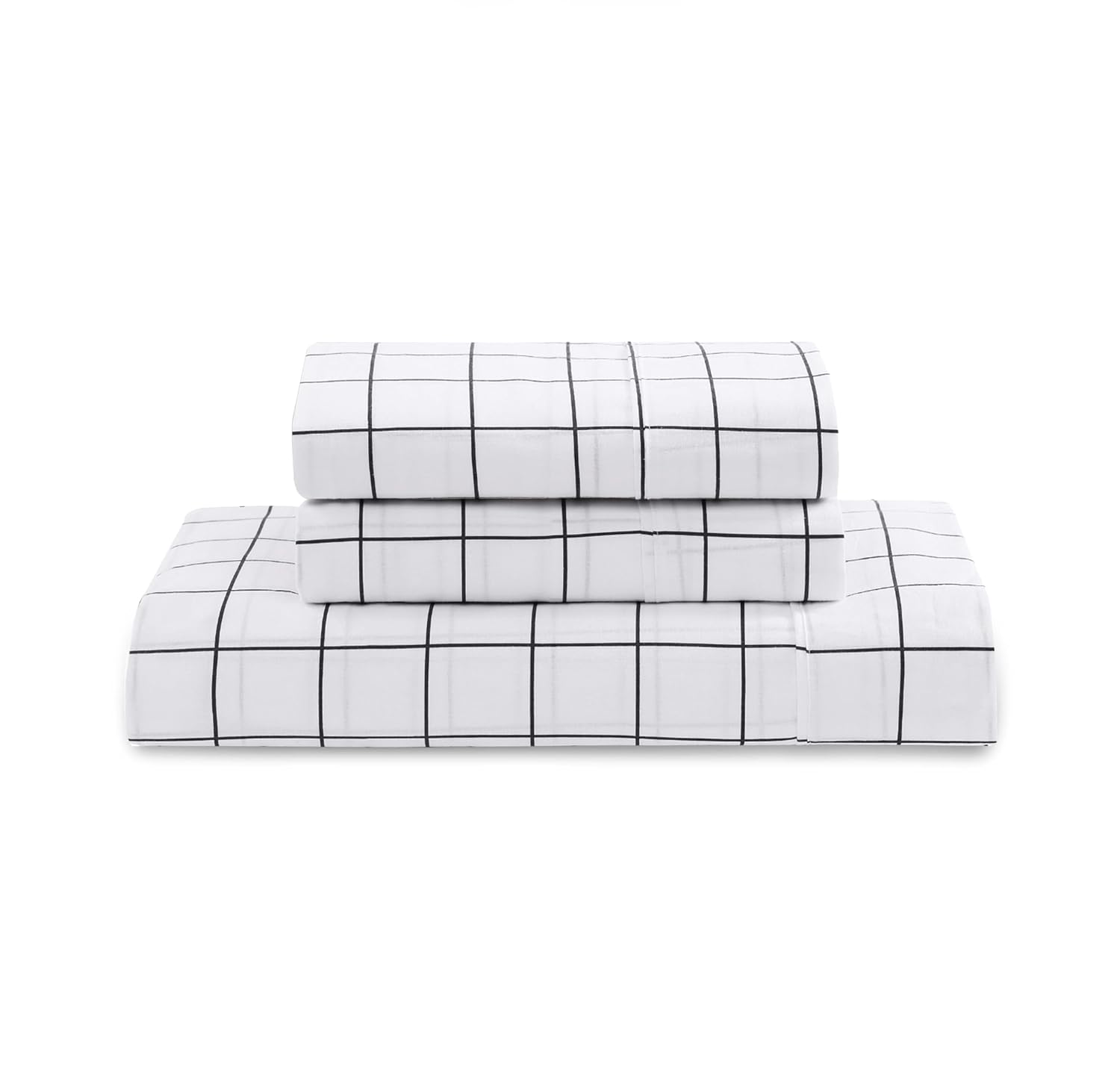 Includes 1 Flat Super King Bedsheet With 2 Pillow Covers - 108 X 108 Inches, White & Charcoal | Soft - Breathable & Comfortable, Machine Washable | Natural Softness & Breathability