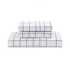 Includes 1 Flat Super King Bedsheet With 2 Pillow Covers - 108 X 108 Inches, White & Charcoal | Soft - Breathable & Comfortable, Machine Washable | Natural Softness & Breathability