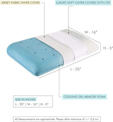 Cooling Gel Memory Foam Pillow, For Neck & Back Support, White, King Size - 24 L X 16 W X 5 H Inches | Orthopedic Pillow, Sleeping Bed Pillow, Pain Relief Hypoallergenic, Washable