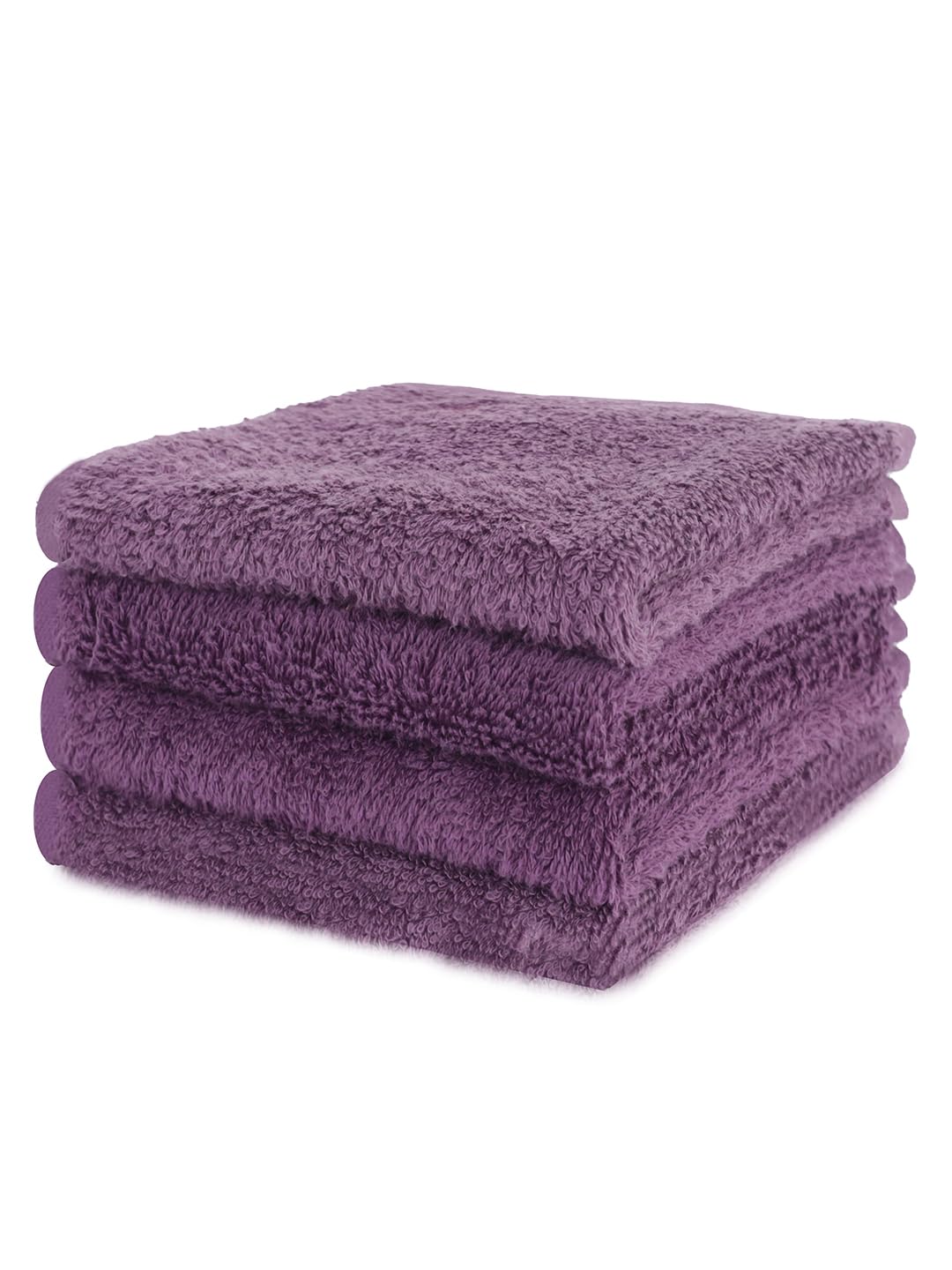 Maspar 100% Cotton Embedded Stripe Face Towel 600 Gsm - Set Of 4 (Purple)