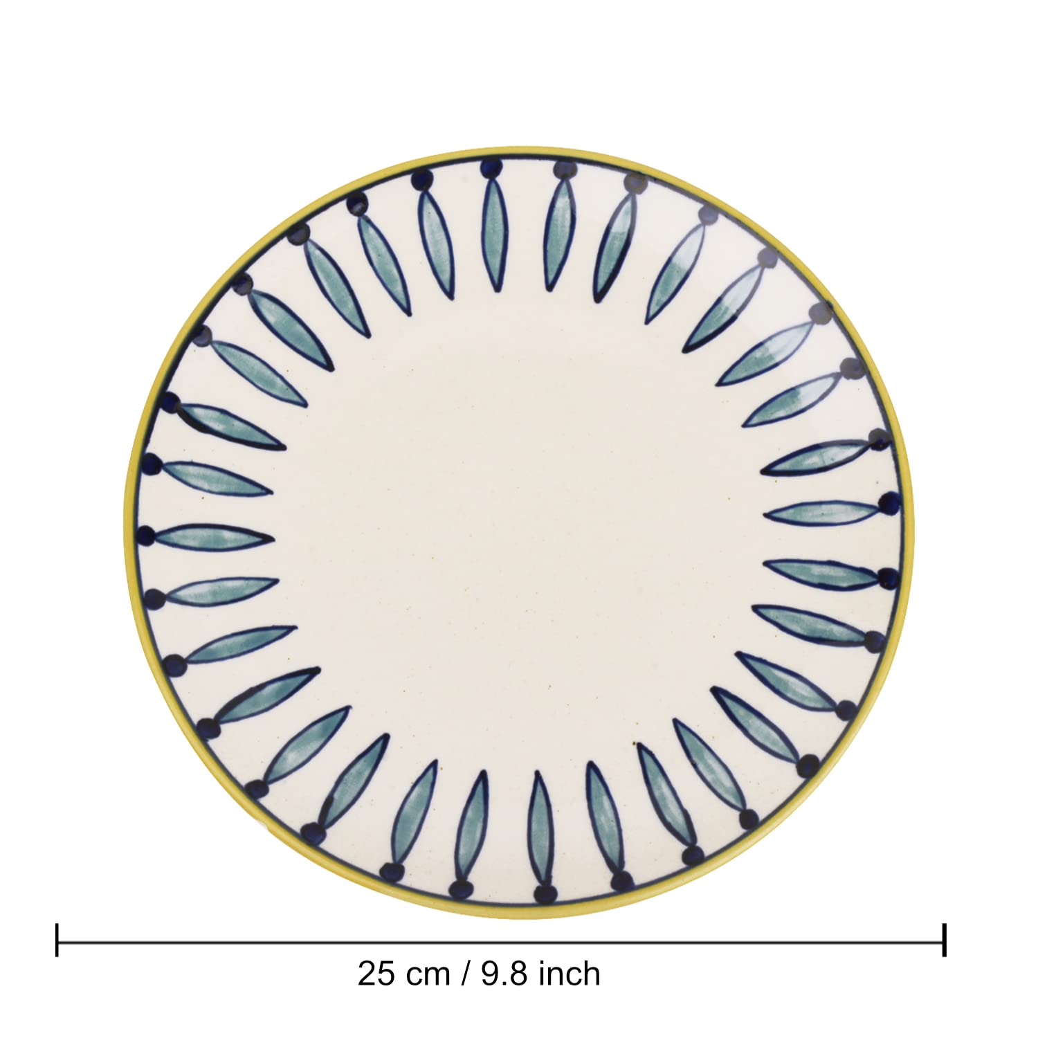 Hand Painted Ceramic Dinner Serving Plates Set Of 4 - White & Blue, 10 Inches | Full Plates - Ceramic Platter - Kyoto Collection