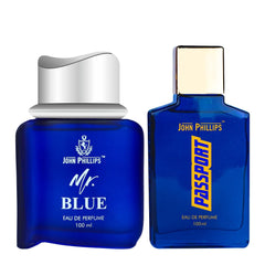 John Phillips Passport & Mr Blue Eau De Perfume 100ml 3.4 Fl.oz. Each Pack Of 2 For Men