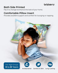 Kids Pillow Cushion With Super Soft Fabric, Animal & Cartoon Prints - 12x18 Inches | Dual Sided Design, Durable & Easy Care | Large & Versatile, Multi-Purpose, Made In India - Design 26