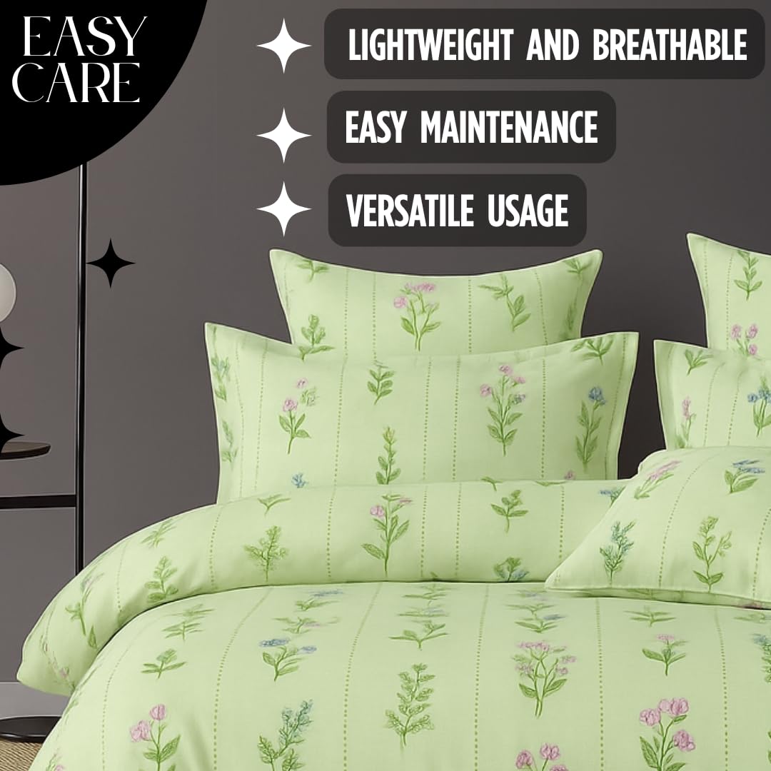 Microfiber Double Bedsheet King Size With 2 Large Size Pillow Covers | Size 108x108+9 Inches, Pastel Pistachio Green | Perfect For Daily Use, All-Season Use Or Gifting Bedsheet