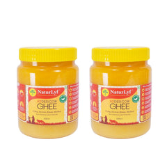 Organic A2 Desi Cow Ghee By Naturlyf | Churning With Bilona Method Indian Breed Cow Milk Desi Ghee For Heart Health | 1 Litre (500ml * 2) 33.8 Ounce | Jar Pack