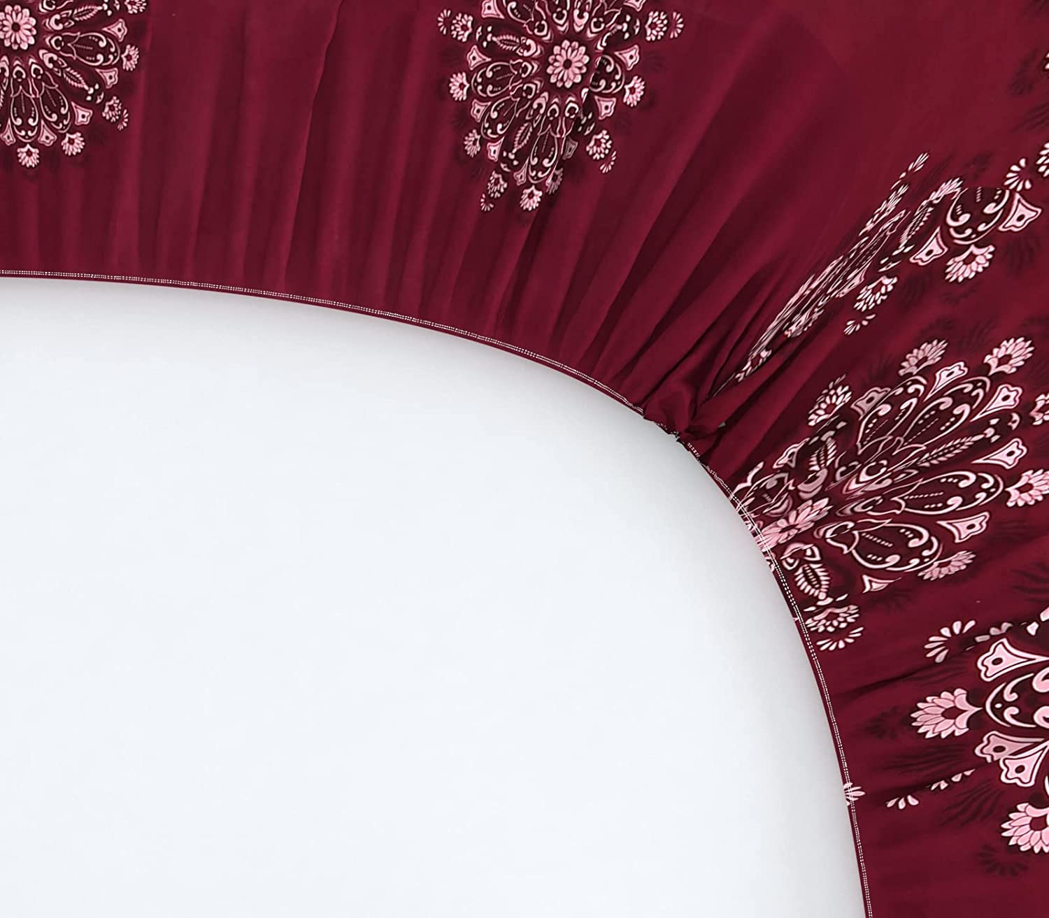 Double Bedsheet Queen Size Elastic Fitted With 2 Pillow Cover - 60 X 78 + 8 Inches, Maroon | Resistance & Wrinkle Recovery