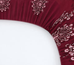 Bedsheet Single Size Elastic Fitted With 1 Pillow Cover - 48 X 72 X 8 Inches, Maroon | Soft Touch To Skin | Perfect Ideal For House, Hotel, Guest House Bedsheet