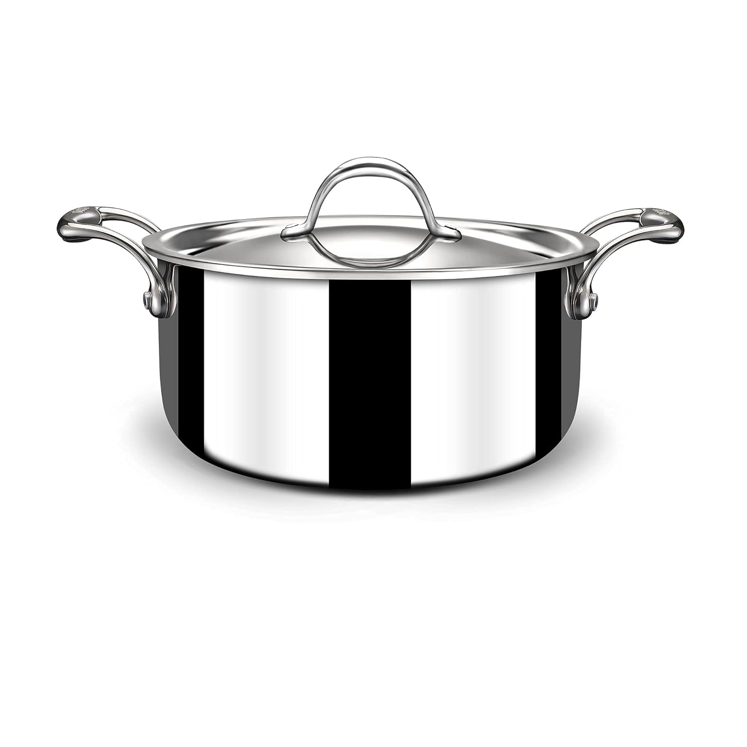 Artisan Triply Stainless Steel Casserole With Lid 22cm, 3.8 Liters - Serves 5 People | Silver Stainless Steel Casserole