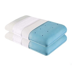 Memory Foam Pillow, Cervical Pillow For Sleeping, Sky-Blue- XL King Size - 5 Inch | Cool Gel Pillow For Neck & Shoulder Pain, Orthopedic Thick Pillow For Back, Stomach Sleepers - Set Of 2