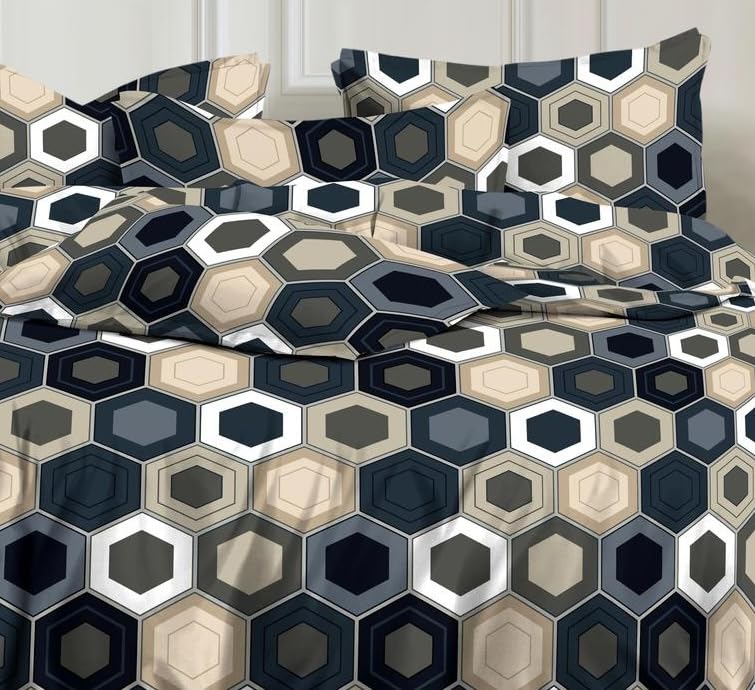 1 King Size Elastic Fitted Bedsheet With 2 Pillow Cover + Comforter - 72 X 78 Inches, Black | Suitable For All-Season Use | Soft To Touch, Light Weight