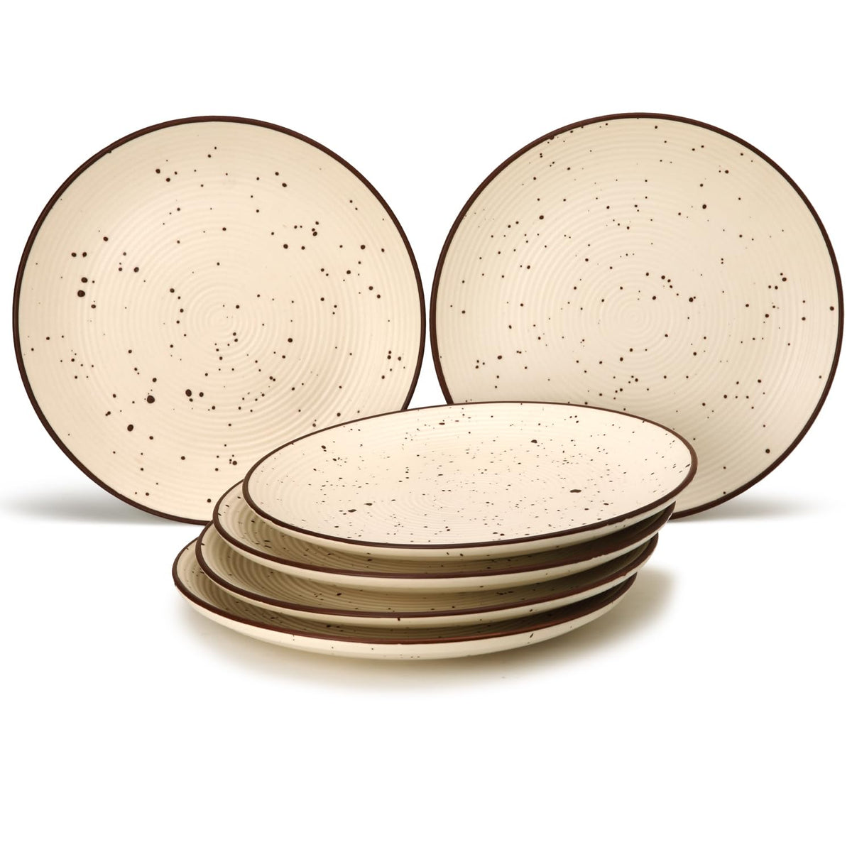 Ceramic Hand Glazed Stoneware Large Dinner Plates Set Of 6 - 10.6 Inch, Beige | Microwave Safe & Dishwasher Safe - Handcrafted Dinner Plates