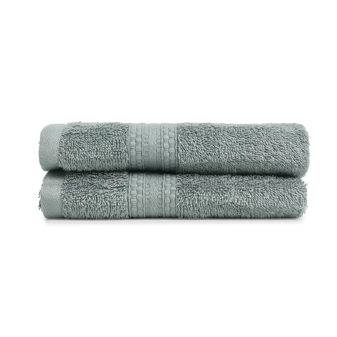 Livspace Paleto Collection Hand Towel 400 Gsm | 100% Cotton, Solid Dyed, Hand Towel Super Soft Absorbent (Graphite) Set Of 2