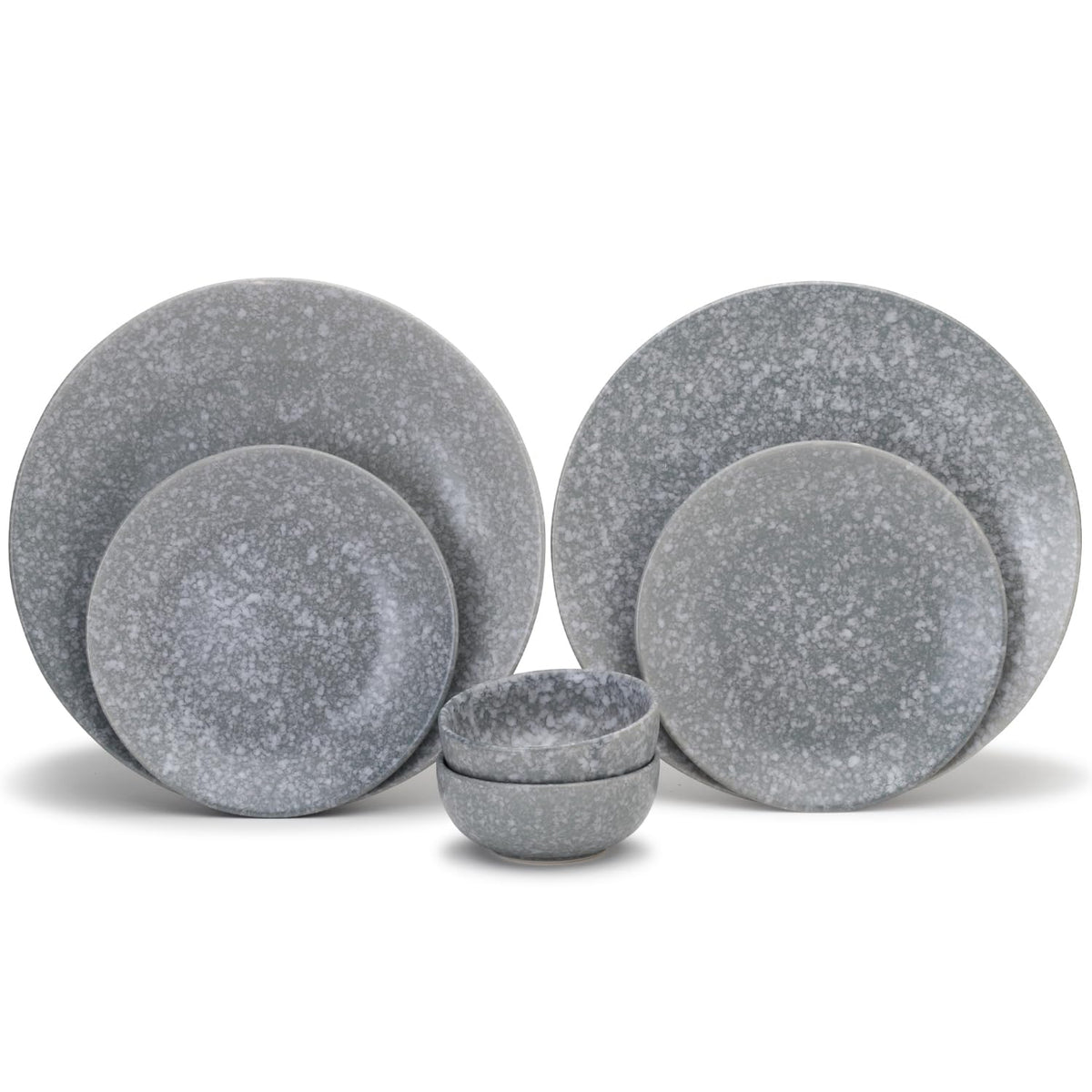 Handcrafted Premium Ceramic Stoneware Dinner Set Of 6 - Silver Grey | 2 Dinner Plates, 10.6 Inch Each+ 2 Small Plates, 7.4 Inch Each + 2 Small Dinner Bowls, 160ml Each | Microwave & Dishwasher Safe