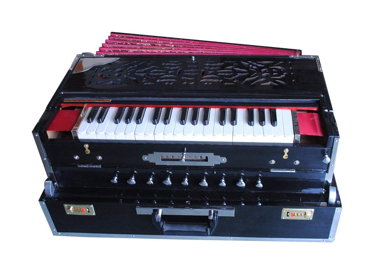 Musical Instrument Harmonium With Coupler - 9 Scale Changer (With Coupler), 37 Italian Keys, 3 3/4 Octave, 3 Set Of Premier Star Reeds (Male, Male & Female), Seven Folded Below