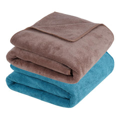 Fezora Microfiber Bath Towel 400 Gsm | For Men & Women Soft & Absorbent Weft Knitting Towels | Quick Dry Large Size Towel (Brown & Dark Blue) - 2 Piece