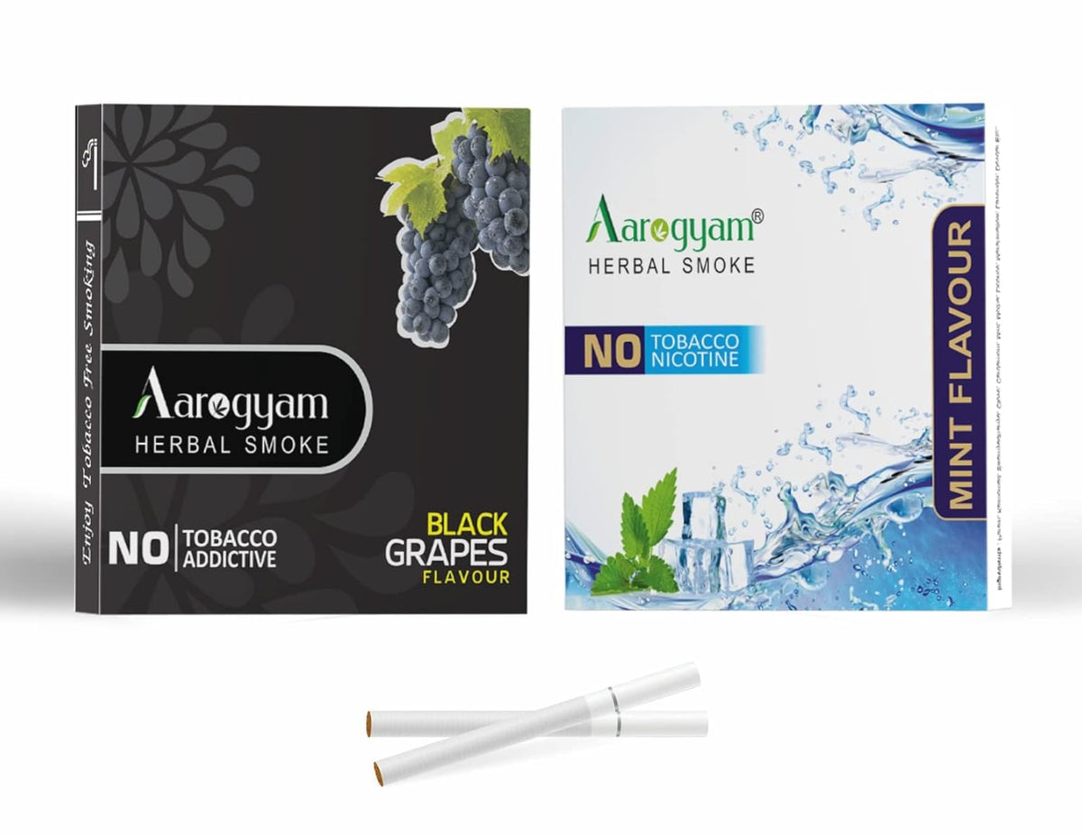 Mint & Black Grapes Flavored Cigarette For Relieve Stress & Mood Enhance - 10 Sticks X 2 Packets | No Bad Smell, Non Addictive, No Harmful - Tobacco & Nicotine Free
