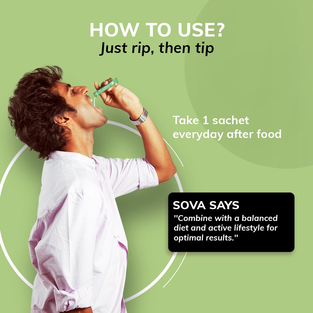 Sova Pop To Debloat Powder For Healthy Digestion With 10 Billion Cfus, Prevent Gassiness, Bloating & Discomfort, Pre & Probiotics Digestive Enzymes | 15 Vegan Sachets, 150gm 0.3lbs Each Pack Of 2