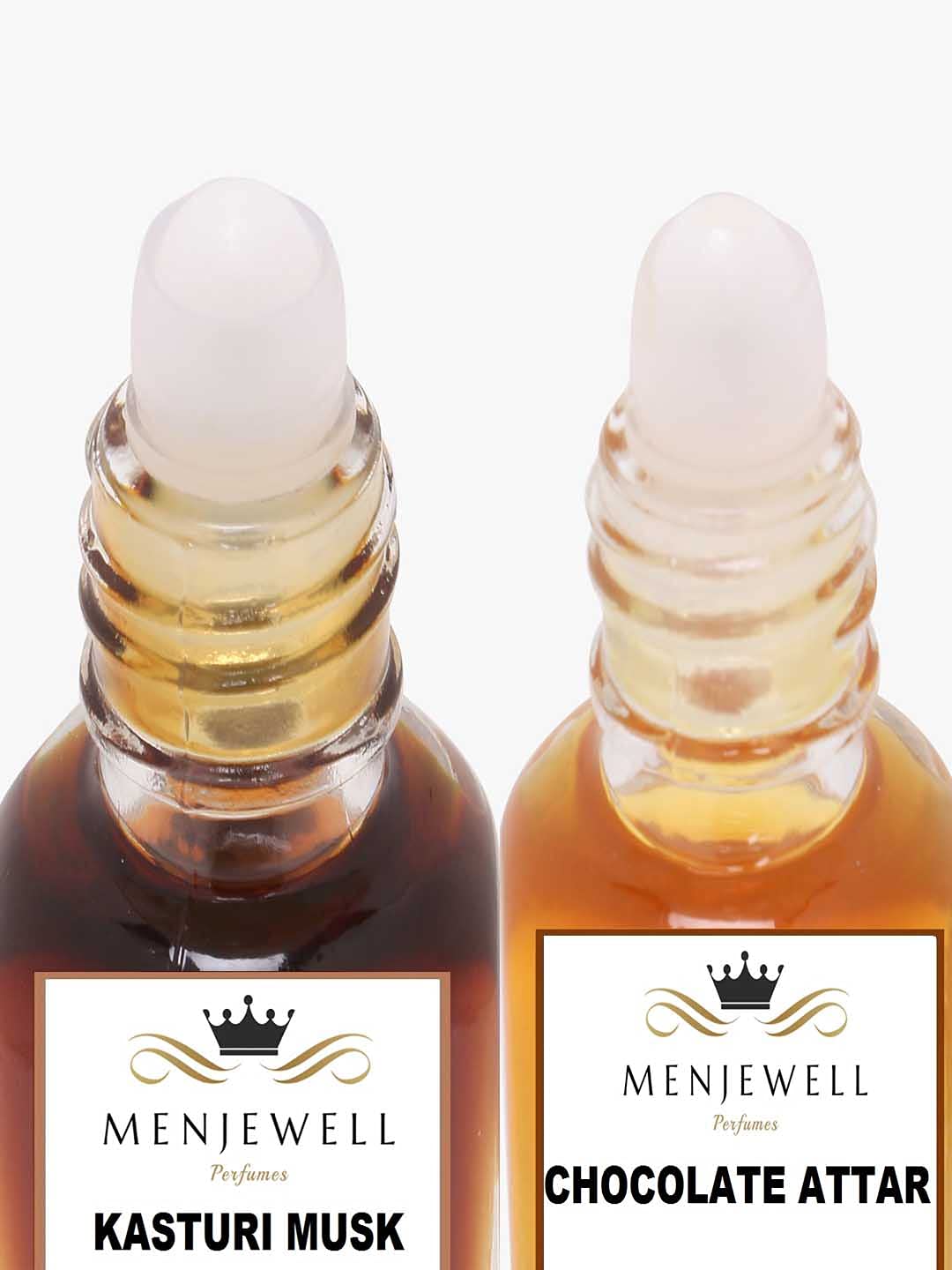 Menjewell Kasturi Musk + Chocolate Attar Perfume 5ml 0.17 Fl.oz. Each Pack Of 2 Long Lasting | Alcohol Free | Unisex Fragrance