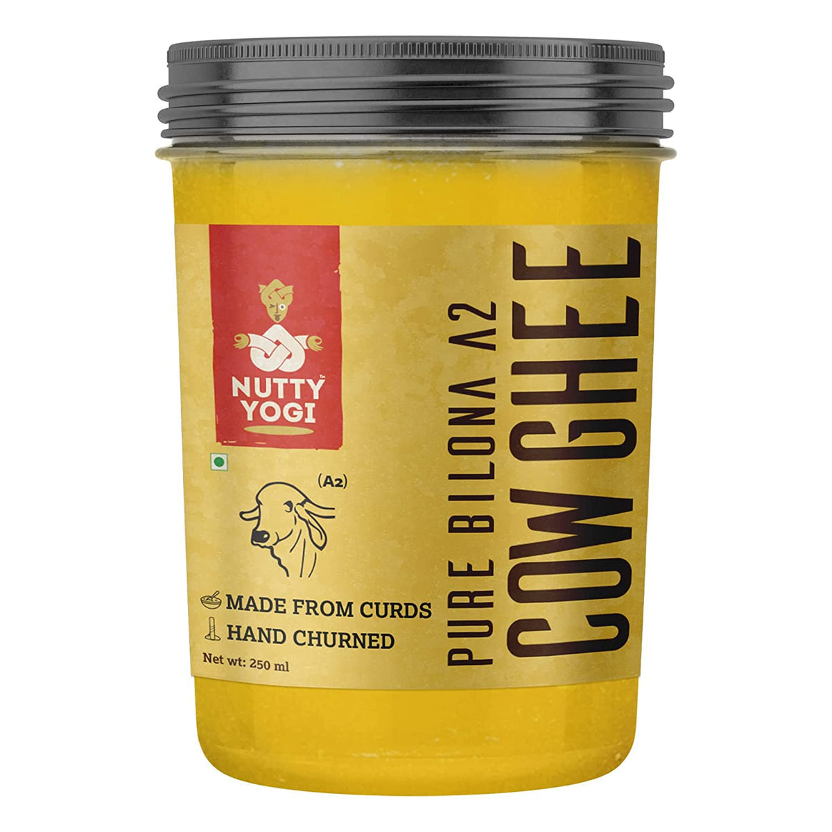 Premium Pure Bilona A2 Desi Cow Ghee By Nutty Yogi | Delicious & Nutritious Healthy Desi Cow Ghee Good For Weight Loss | (250ml) 8.4 Ounce | Jar Pack