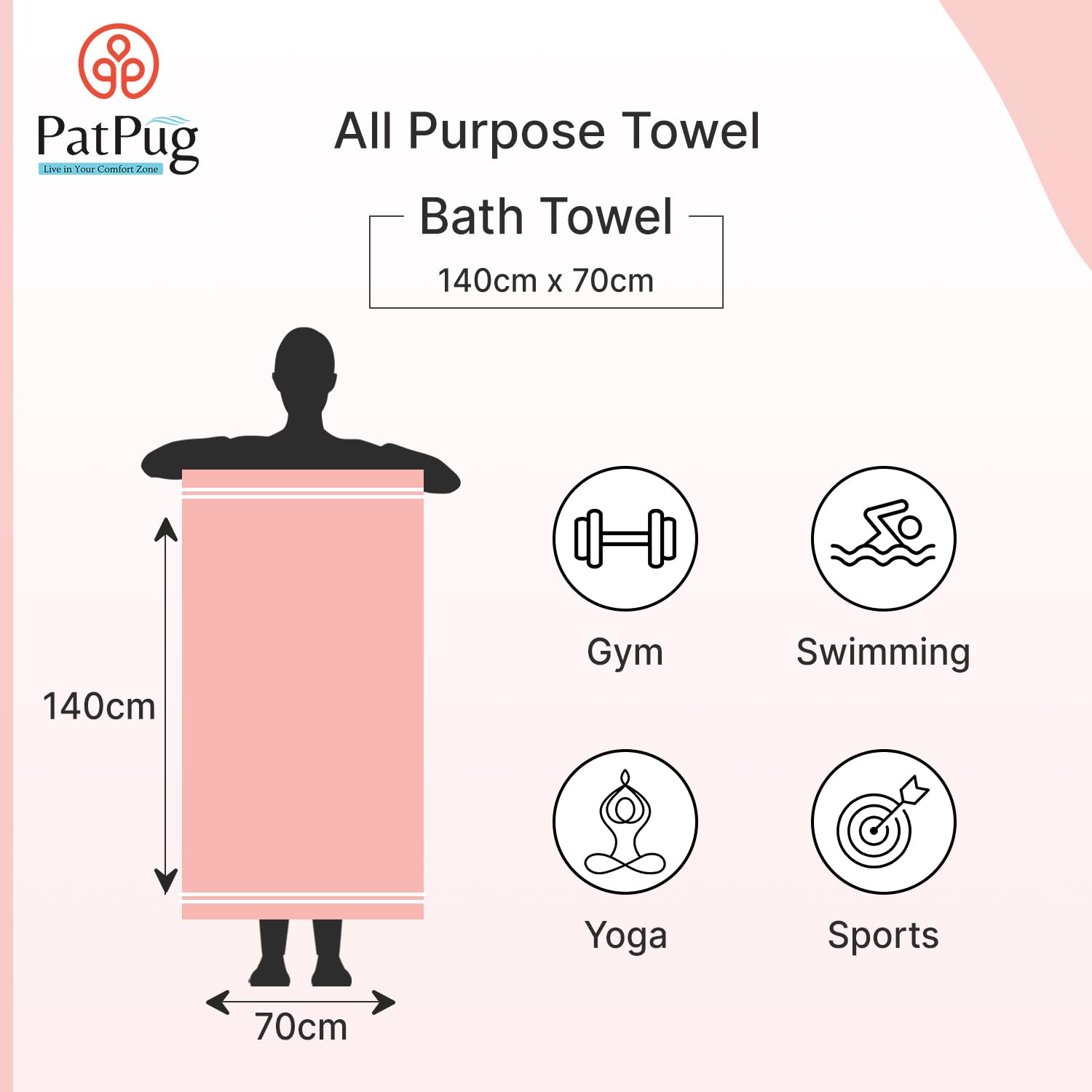Patpug Coral Microfiber Ultrasoft Comfortable Highly Absorbent Quick Drying Large Bath Towel 700 Gsm (Purple & Pink)- Pack Of 2