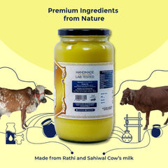 Pure A2 Cow Ghee By Pure Whites | Homemade Organic & Fresh Ghee Prepared Using Traditional Vedic Bilona Method | (1 Litr) 33.8 Ounce | Jar Pack