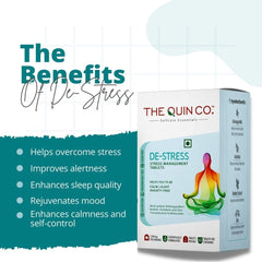 The Quin Co. De - Stress New Age Ashwagandha Tablets With Nootropics, 5% Withanolides, Stress Relief & Anxiety 1200mg, Plant Based | 60 Veg Tablets 100gm 0.2lbs