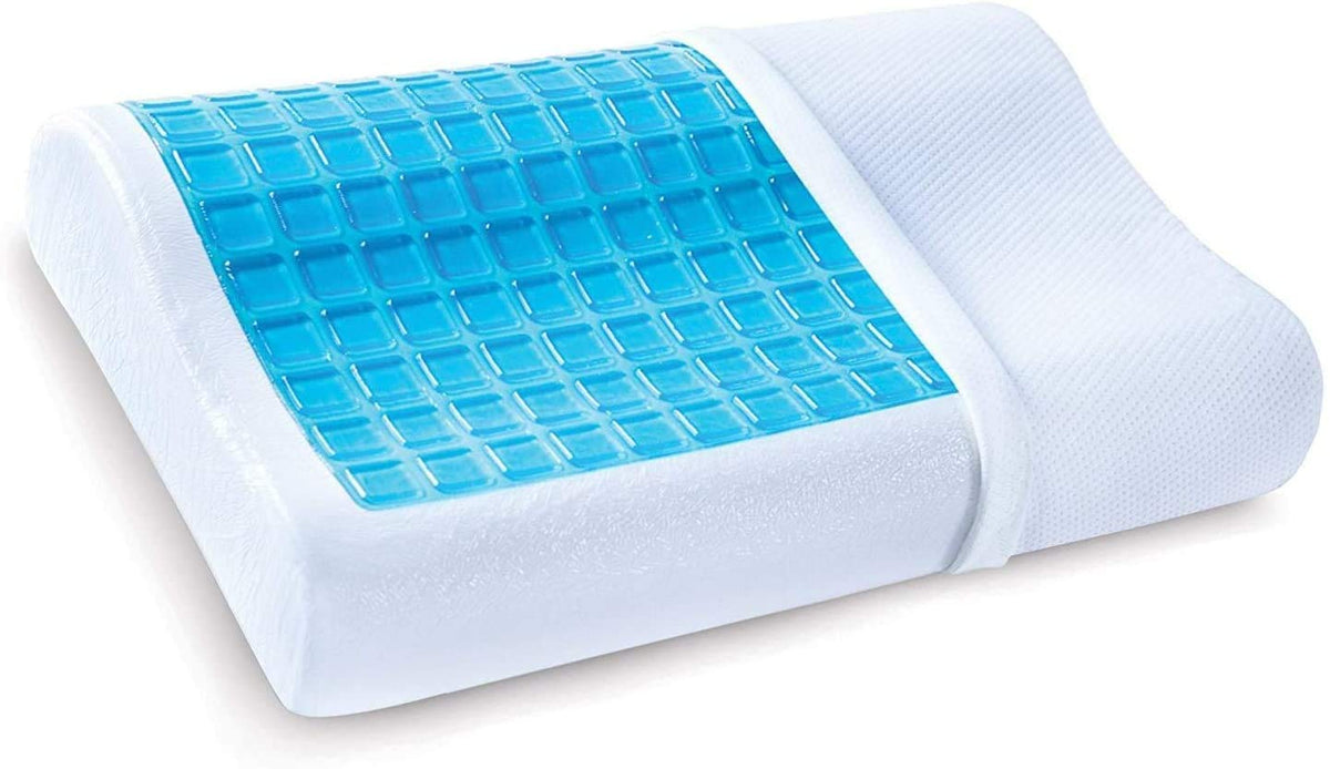 Contour Cool Gel Memory Foam Cervical Pillow, Neck Support Pillow, Sky-Blue | Ergonomic Cervical Pillow For Spondylitis Neck & Shoulder Pain | Orthopedic Memory Foam Pillow For Sleeping