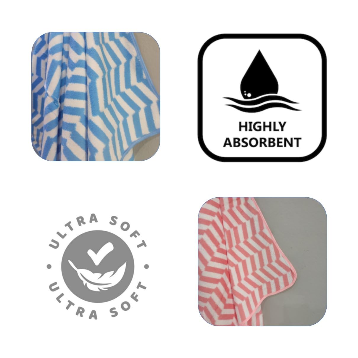 Cotton Bolls Textiles Microfiber Bath Towels 280 Gsm | Soft Coral Fleece Towel With Hook Quick Dry Super Absorbent Bath Towel For Men & Women (Zig-Zag Sky Blue)