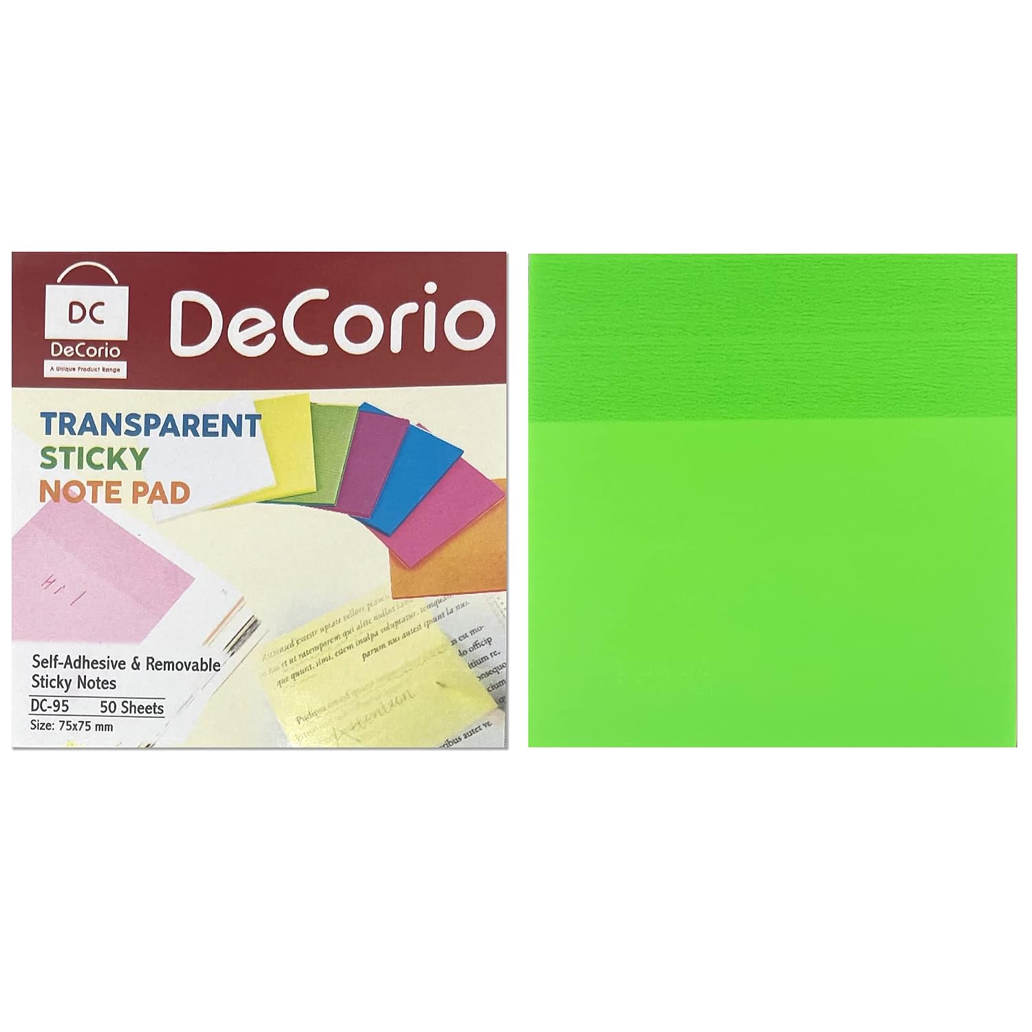 Transparent Sticky Notes 50 Sheets Paper Daily Check List School Stationery | Pack Of 3, Green