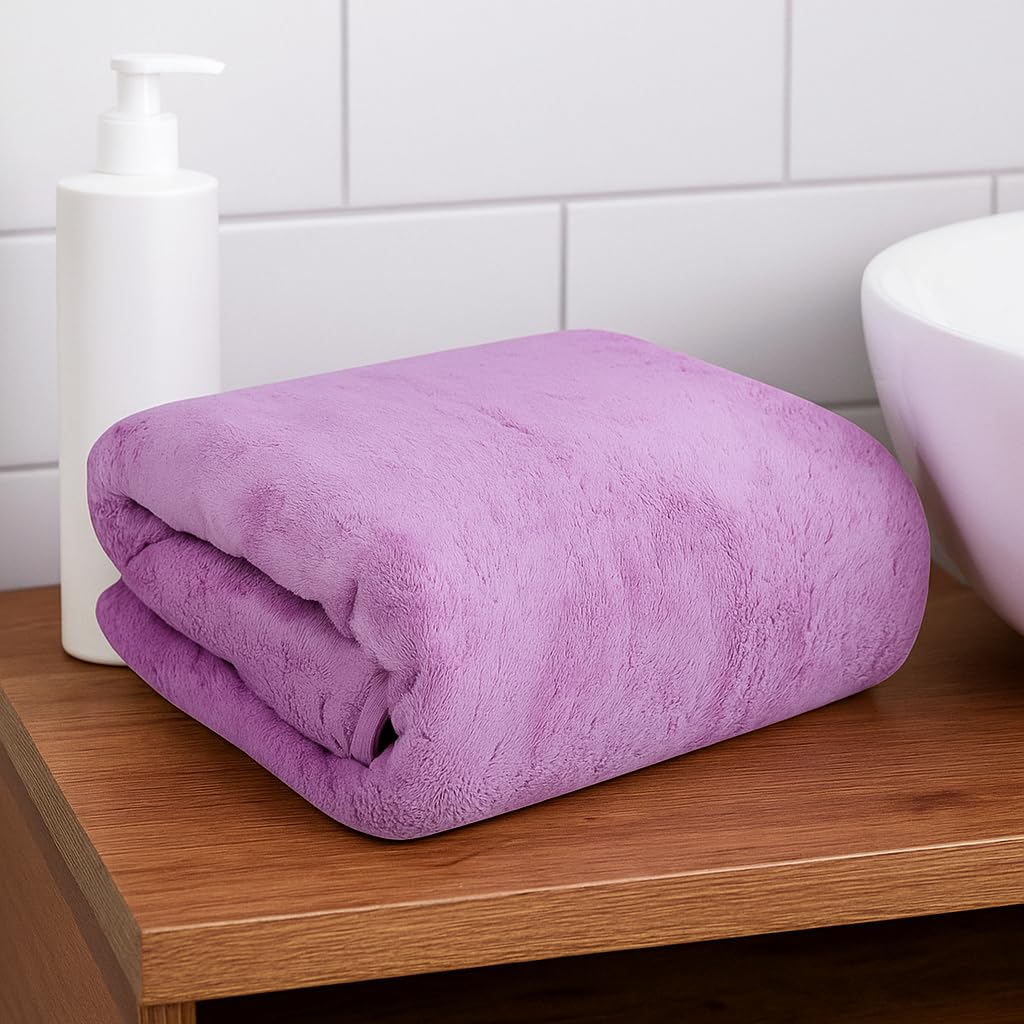 Cotton Bolls Textiles Premium Microfiber Bath Towel 400 Gsm | Ultra-Soft, Quick Dry Super Highly Absorbent, Superior Comfort, Durable & Elegant Design Towel (Purple)