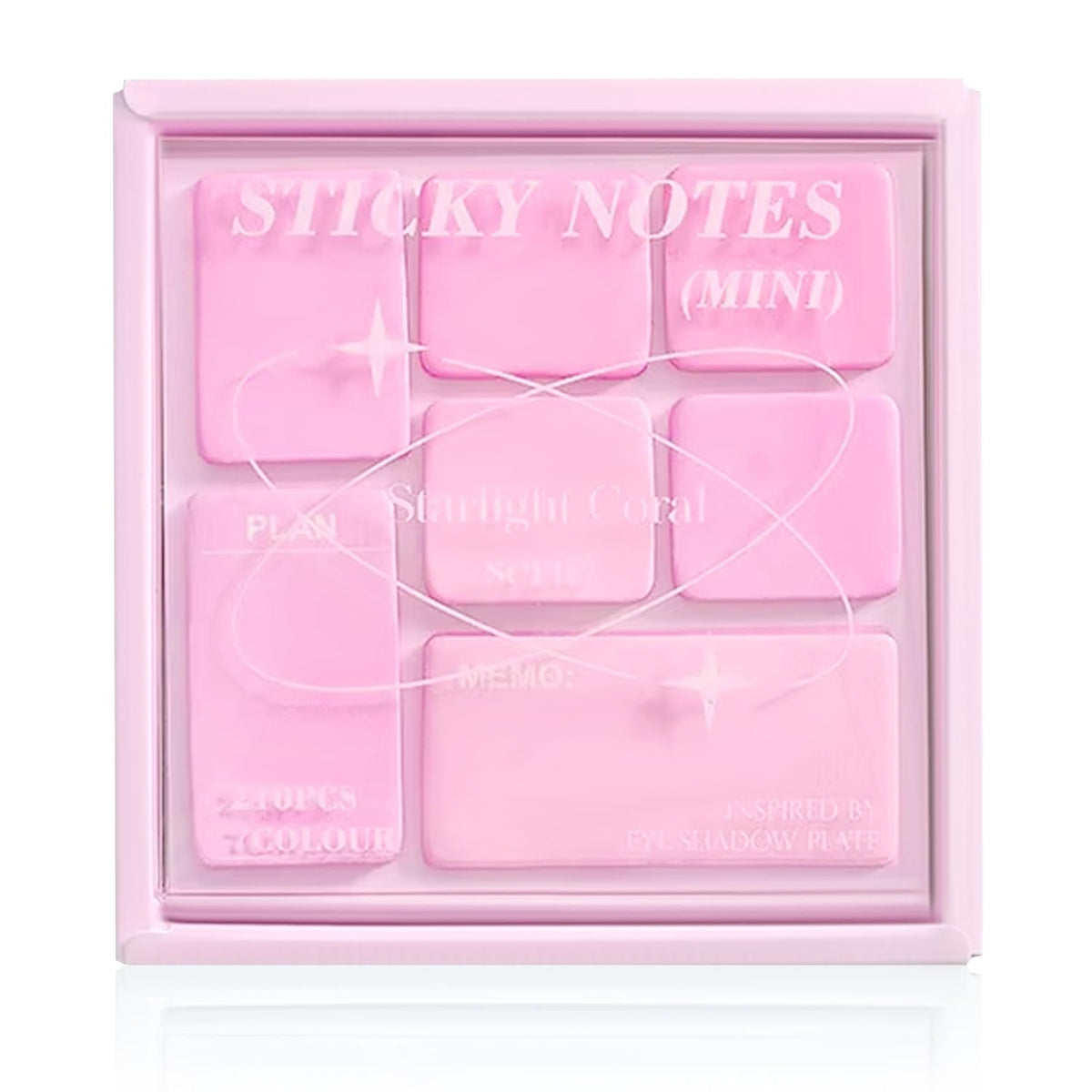 Sticky Notepad, Pink Color Inspired By Eye Shadow Plates, 7 Colors X 210 Sheets | Self Adhesive