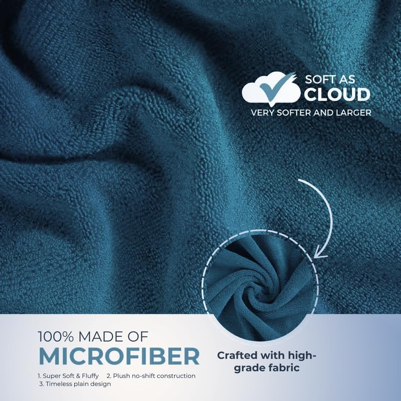 Black Gold The Finer Touch Premium Microfiber Bath Towel 400 Gsm | Ultra Soft & Absorbent Quick Dry Towel Lightweight Microfiber Bath Towel (Navy Blue) - Pack Of 1