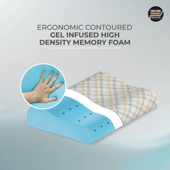 Cool Gel Orthopedic Memory Foam Pillows, Cervical Pillow For Neck Pain Relief | Standard Size, For Head & Shoulder Pain Relief - Bed Pillow For Sleeping, Ergonomic Support - Pack Of 2