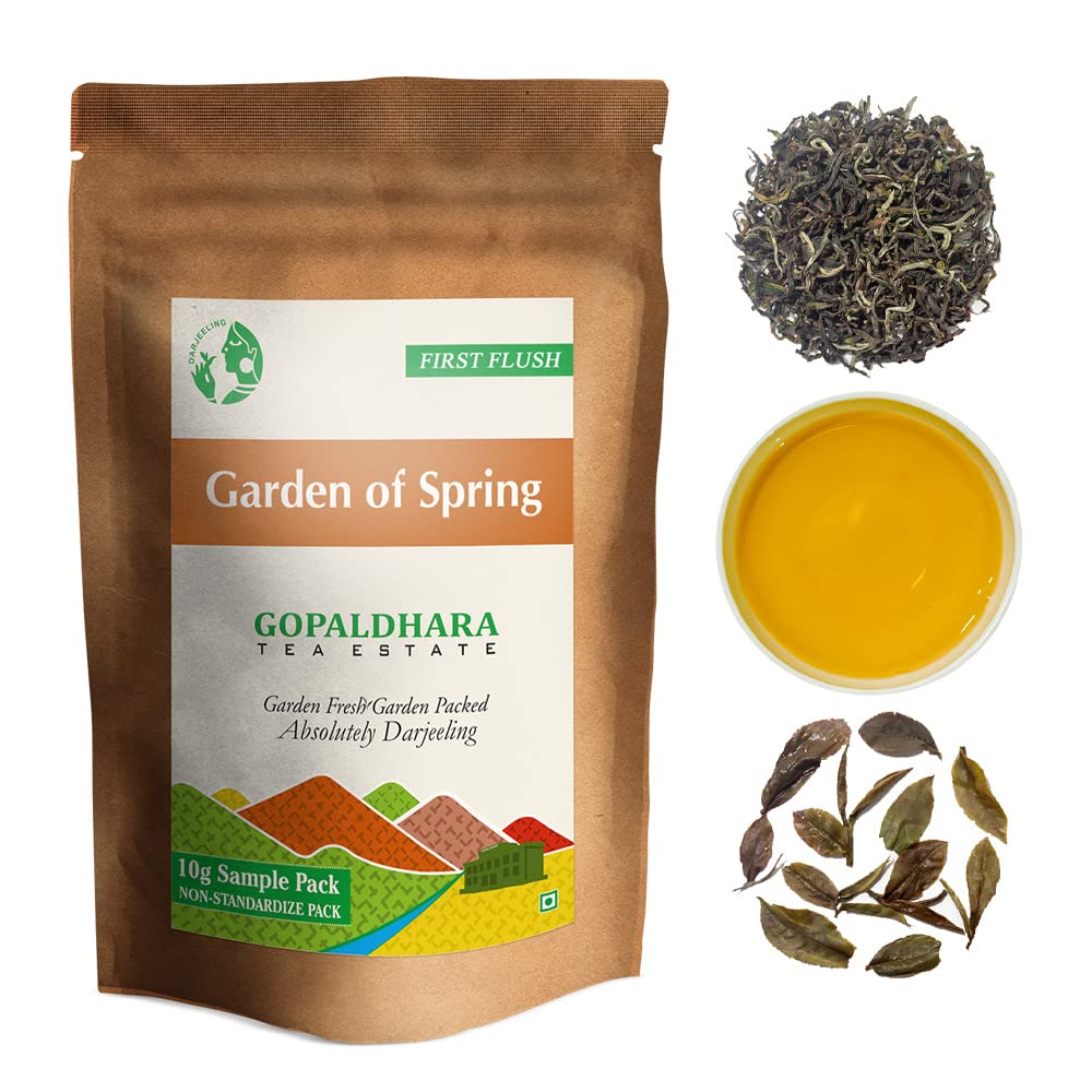 Gopaldhara Darjeeling Tea First Flush Tea Sample Pouches - Pack Of 6 Teas X 10gm, 0.35 Ounce Each | First Flush Low Caffeine Loose Leaves
