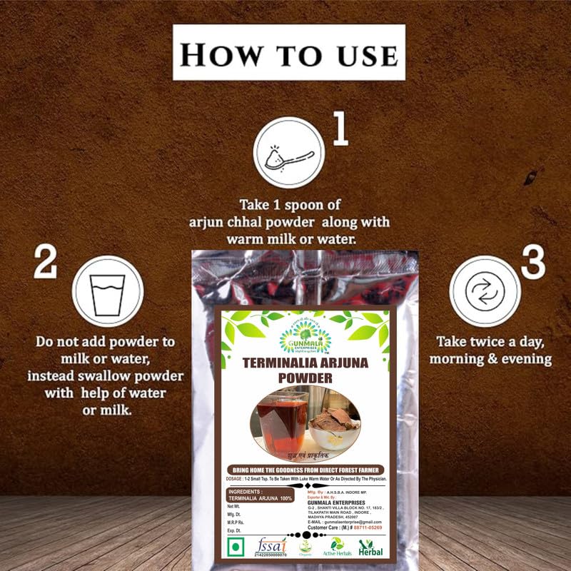 Gunmala Enterprises Arjun Chaal Powder, No Artificial Color & Flavor, No P Reservatives | 200gm 0.4lbs