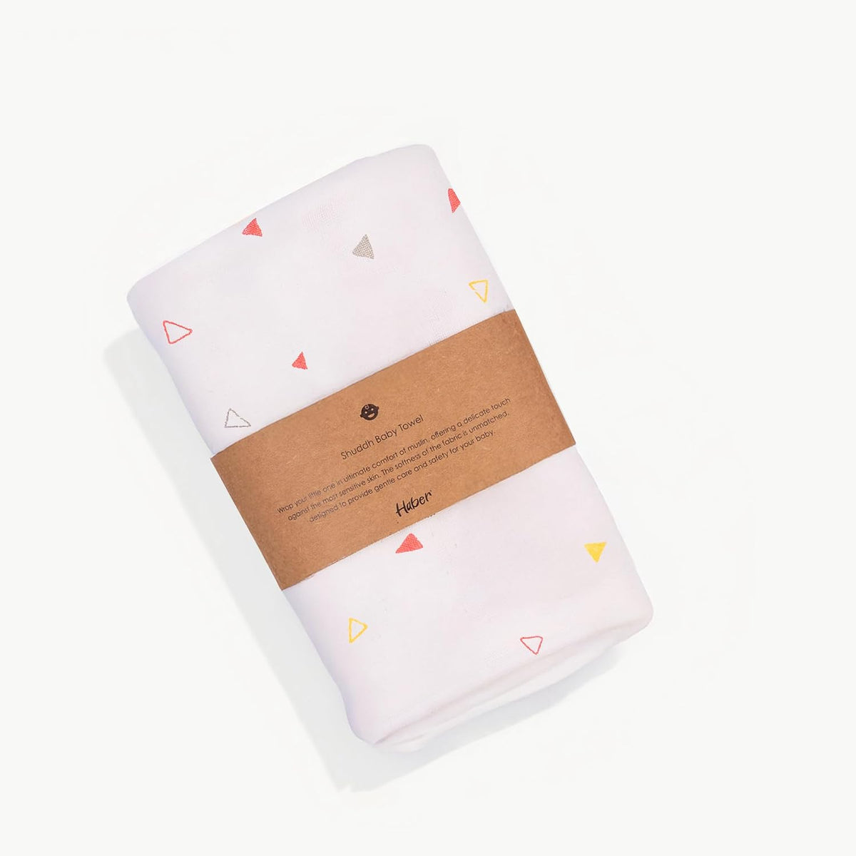 Haber Traditional Baby Muslin Bath Towel 130 Gsm | Organic Indian Cotton 4 Layer, Eco-Conscious & Safe Printed Muslin Cloth Towels | Pack Of 1 (Trio)