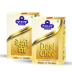 100% Pure Desi Ghee By Param Premium | Naturally Desi Ghee With Rich Aroma For Better Digestion & Immunity Good For Improves Digestion | 1 Litre (500ml * 2) 33.8 Ounce | Box Pack