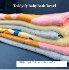 Teddyify Soft Cotton Baby Bath Towel 500 Gsm | Infants, New Born Babies Towel High Absorbent, Soft Cotton Premium Washcloth (Multicolor) - Pack Of 2