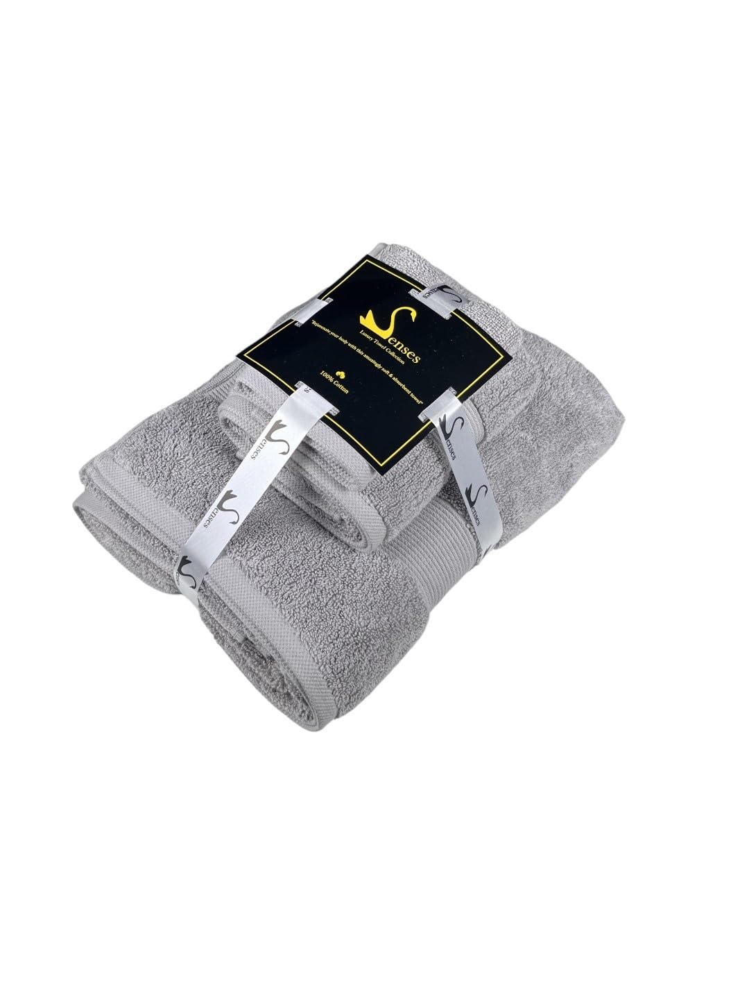 Senses By Riba Cotton Towel Bath, Hand & Wash 930 Gsm | Super Soft, Absorbent, Lightweight, Antimicrobial, Low Linting | Pack Of 3 (Alloy)